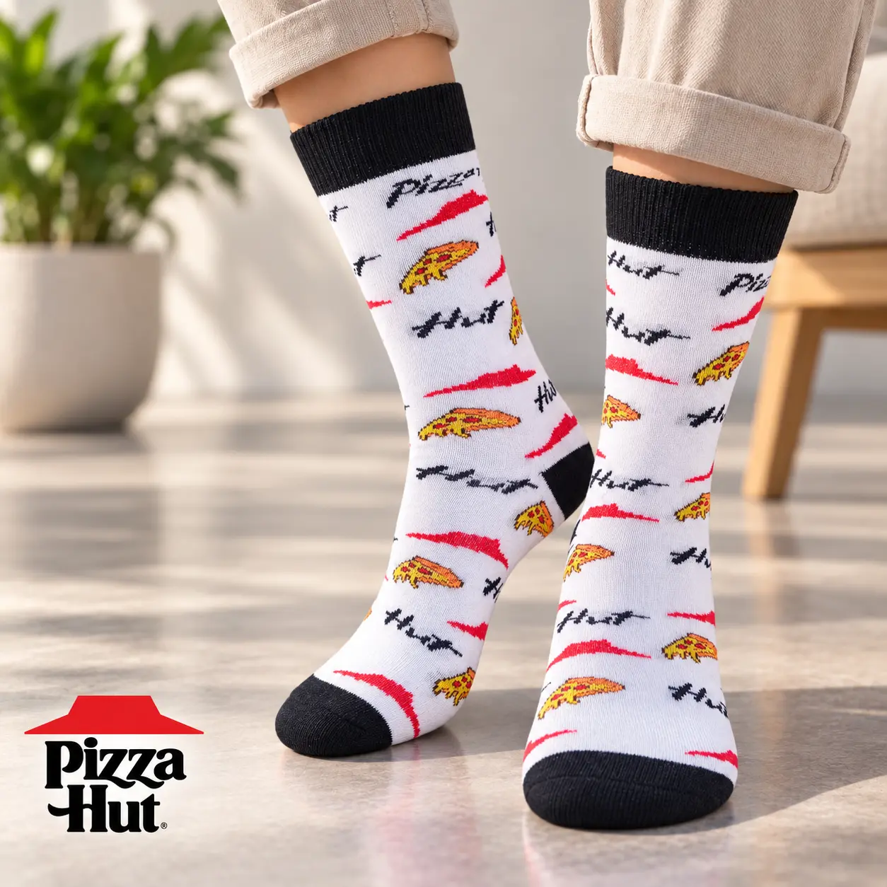 Meias personalizadas do projeto Pizza Hut