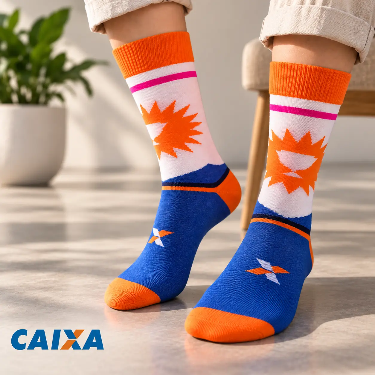 Meias personalizadas do projeto Caixa